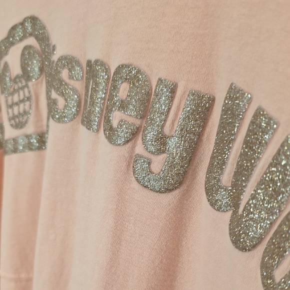 Walt Disney World Rose Gold Spirit Jersey Pink Glitter Puff Print Size Medium - Picture 6 of 8